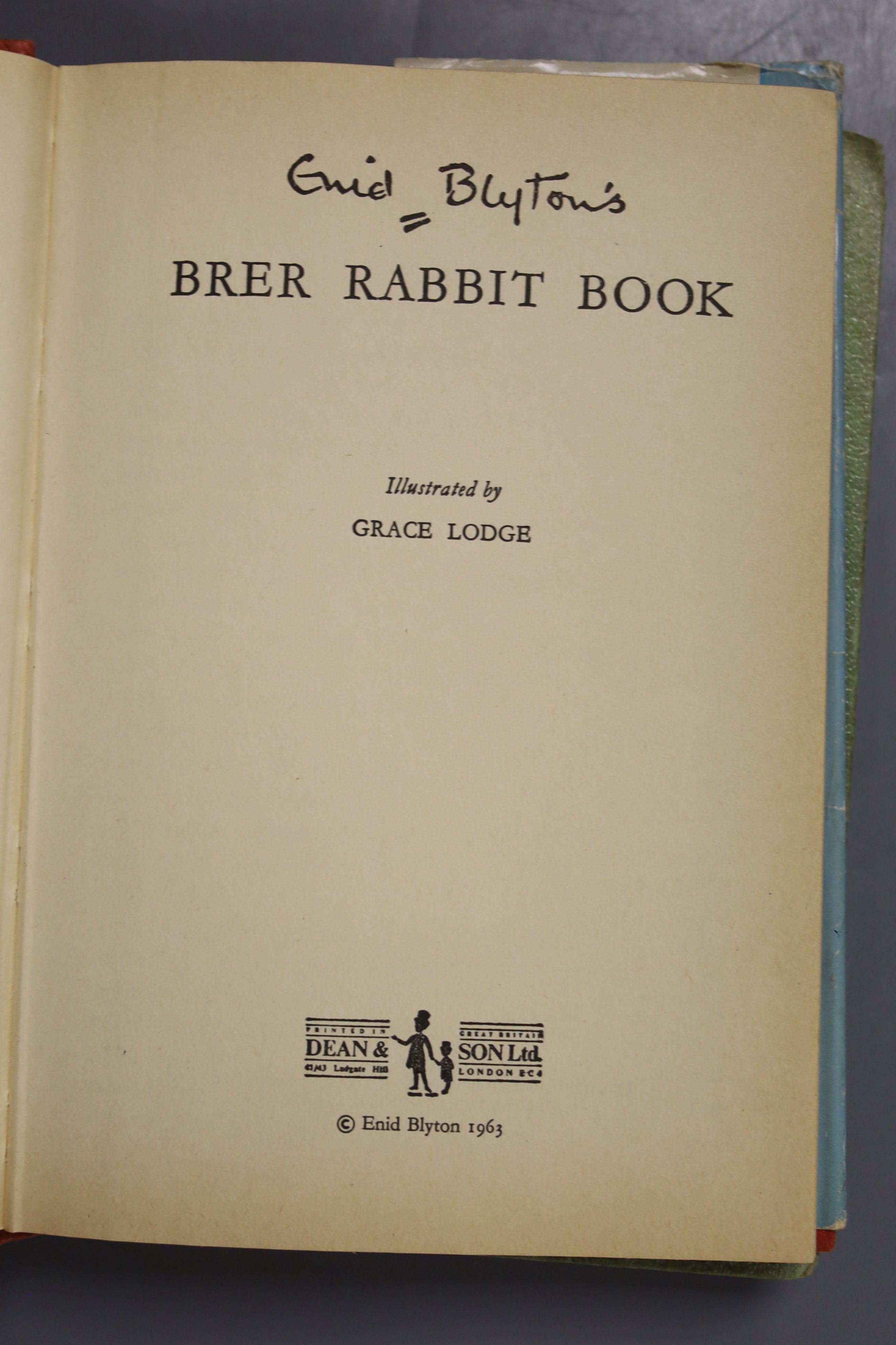 Johns, Capt W.W – Biggles In Australia, first edition, 16mo, hardback, (dj missing, spine sunned) Hodder & Stoughton, London, 1955., Blyton, Enid – Brer Rabbit Book, 16mo, hardback, (dj present with scuffs and small tear